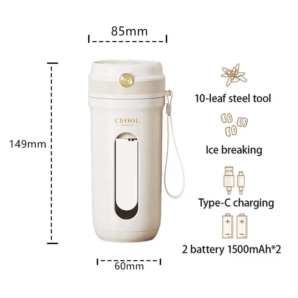 New Indoor and Outdoor Small Rechargeable Juice Cup 10 Blades High Power Fast Stirring 3000mAh Large-Capacity Electric Juicer