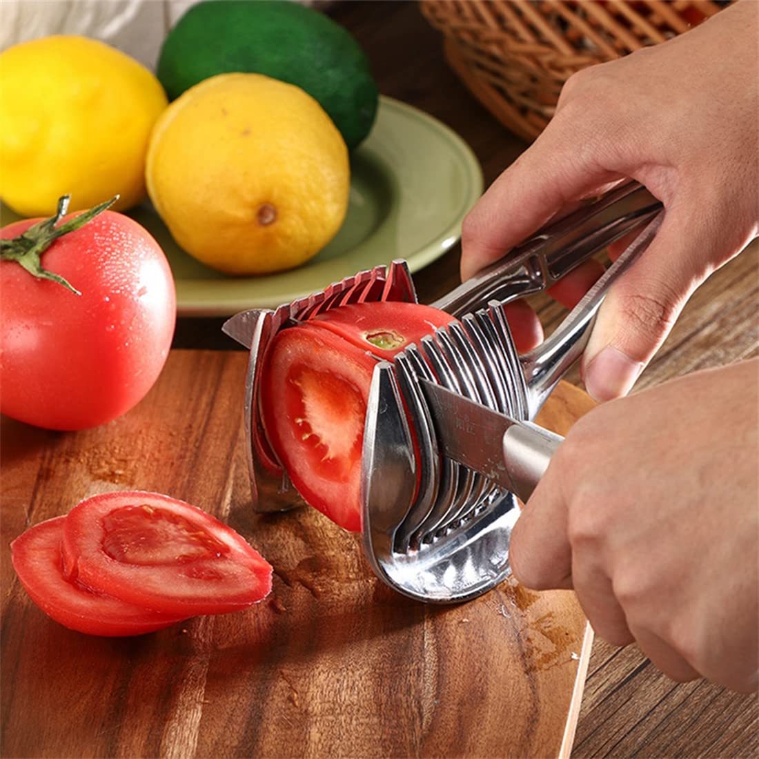 Aluminum Alloy Kitchen Handheld Orange Lemon Slicer Tomato Cutting Clip Fruit Slicer Onion Slicer Kitchen Item