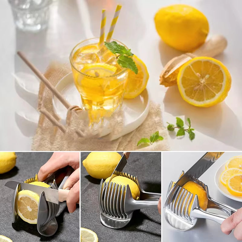 Aluminum Alloy Kitchen Handheld Orange Lemon Slicer Tomato Cutting Clip Fruit Slicer Onion Slicer Kitchen Item