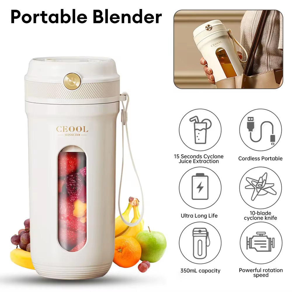 New Indoor and Outdoor Small Rechargeable Juice Cup 10 Blades High Power Fast Stirring 3000mAh Large-Capacity Electric Juicer